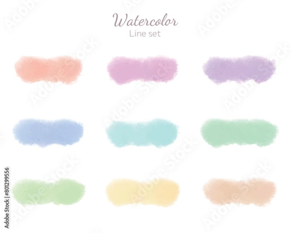Fototapeta 水彩テクスチャのラインセット