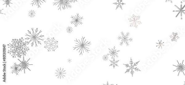 Fototapeta Snowflake Bliss: Striking 3D Illustration Showcasing Falling Holiday Snowflakes