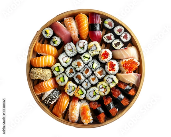 Obraz Japanese sushi platter on transparent background