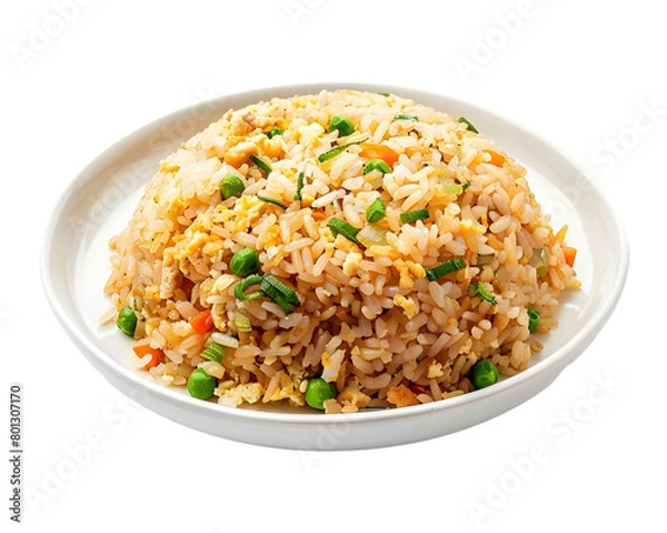 Obraz Fried rice in plate on transparent background