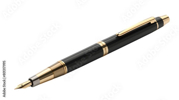 Fototapeta Pen Mockup with Click Mechanism for Office and Stationery Use, Isolated on White, Transparent Background, PNG File, Hand Edited Generative AI