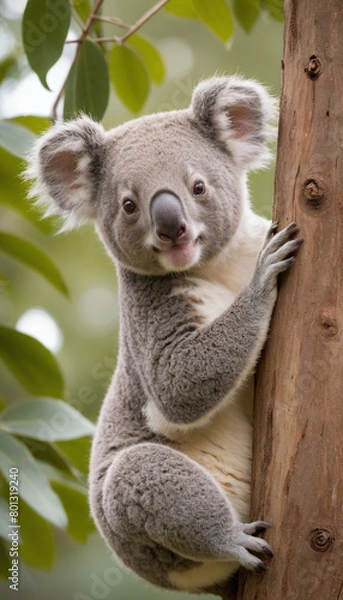 Obraz Cute Koala Clinging to a Tree