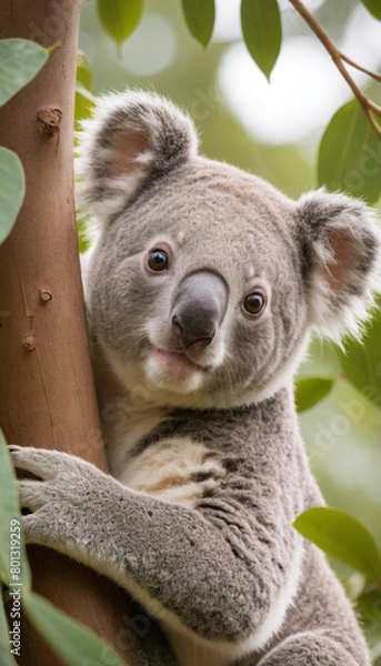 Obraz Cute Koala Clinging to a Tree