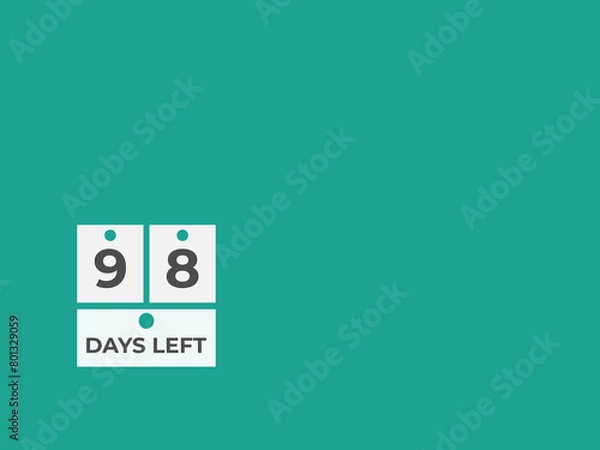 Obraz 98 days to go countdown template. 98 day Countdown left days banner design. 98 Days left countdown timer
