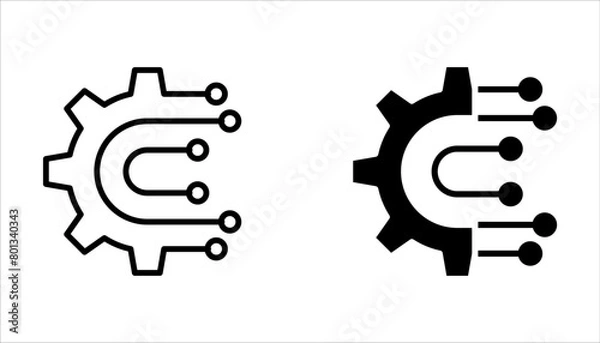 Obraz Digital technology gear concept icon set on white background.