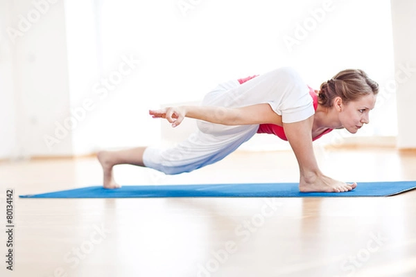 Fototapeta Yoga woman indoors