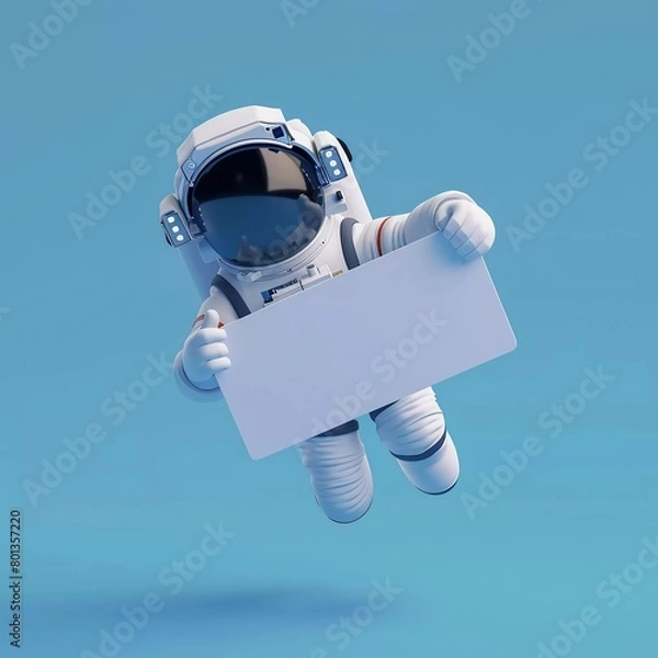 Obraz an astronout holding blank banner