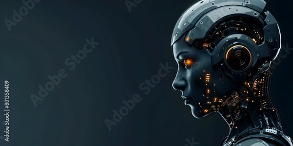 Fototapeta Innovative Cyborg Face Showcasing Technological Advancements in Artificial Intelligence and Machine Learning