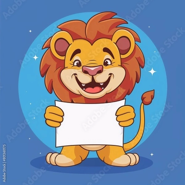 Obraz a lion holding blank banner