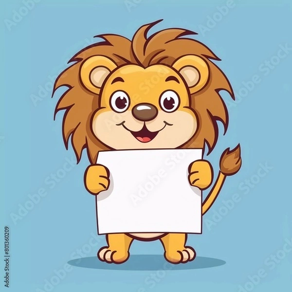 Obraz a lion holding blank banner