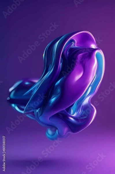 Fototapeta Abstract wavy background in purple and blue hues with a glossy, liquid metal appearance, wallpapers, or graphic design elements. Black blue purple silk satin. Сopy space for text or product 
