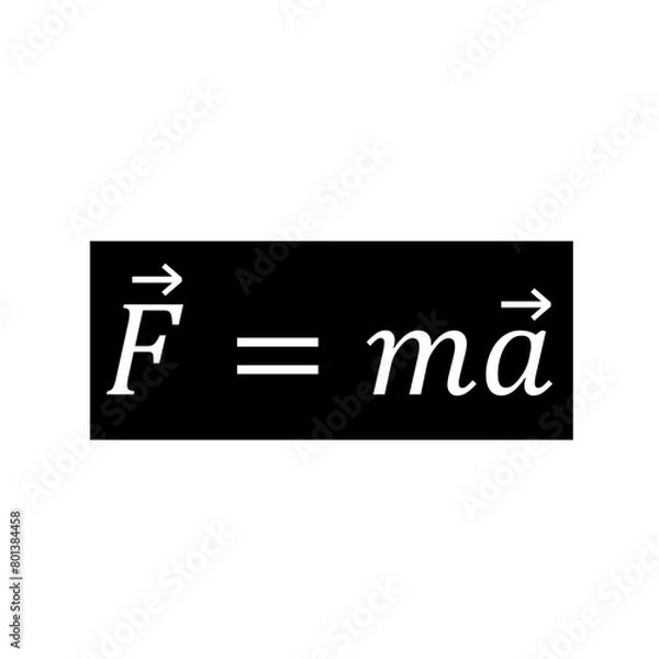 Obraz Newton's second law formula. Force mass and acceleration equation diagram. Law of motion in Physics.