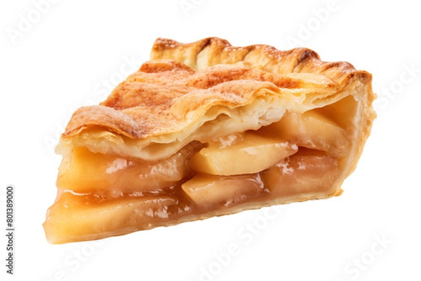 Fototapeta Apple pie slice isolated on transparent or white background, png