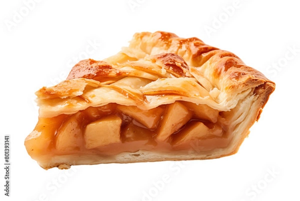 Fototapeta Apple pie slice isolated on transparent or white background, png