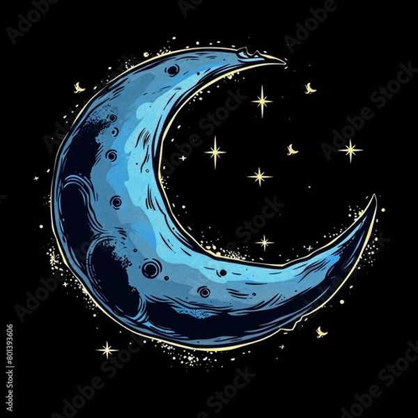 Obraz illustration of crescent moon . in cartoon style .