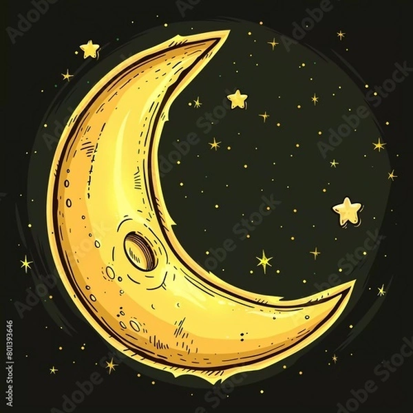 Obraz illustration of crescent moon . in cartoon style .