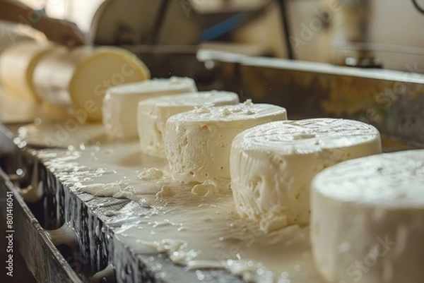 Fototapeta Cheese making process with olive oil and herbs.