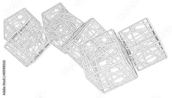 Fototapeta Geometric shapes vector 3d drawing