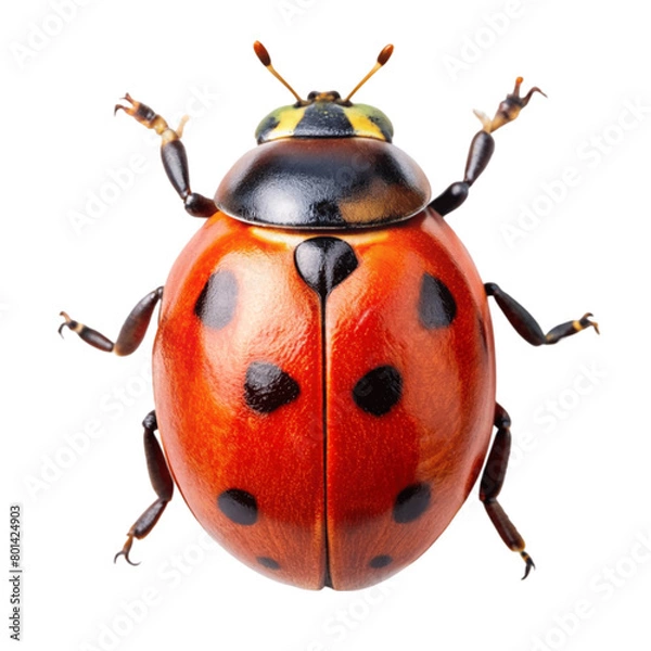 Fototapeta Red ladybug isolated on Transparent background.