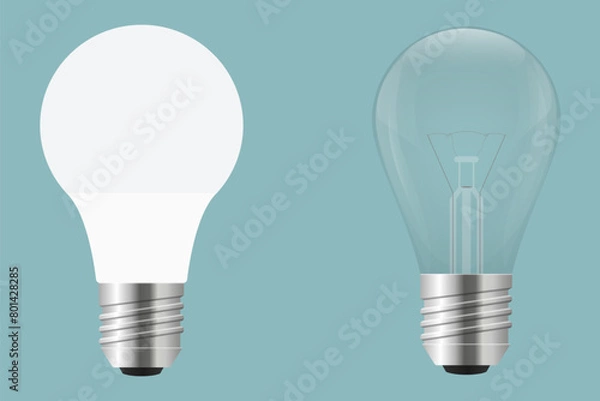 Fototapeta Vector sketch of energy saving lamp and incandescent lamp