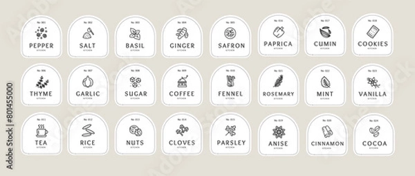 Fototapeta labels for spices food stickers  containers3.eps