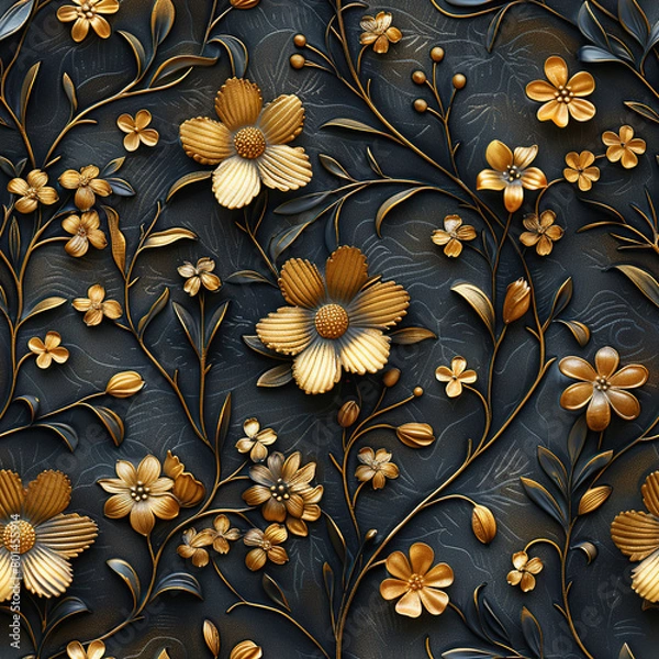 Fototapeta Mughal flower seamless traditional pattern on color background