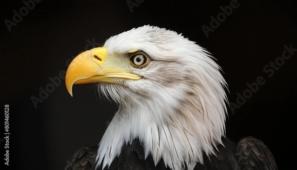 Fototapeta close up bald eagle head on black background