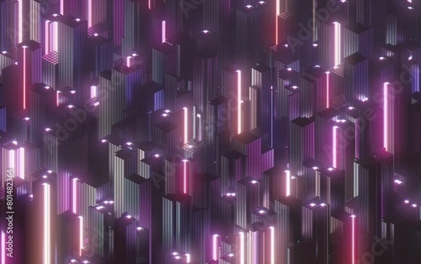 Obraz Background with an Abstract City with Neon Lights