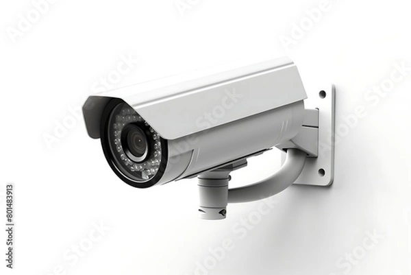 Fototapeta CCTV security camera isolated on white background