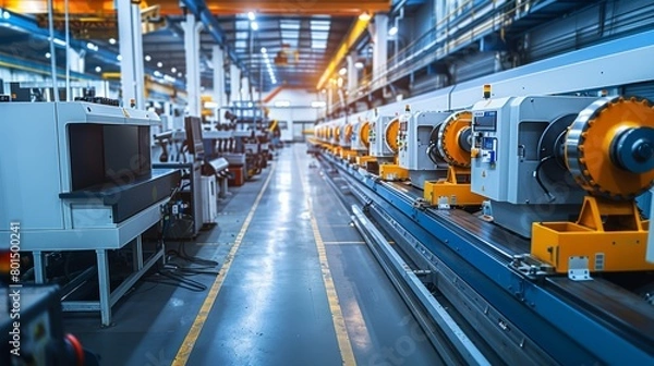 Fototapeta There are many CNC machines in the factory, robotic automation in the factory