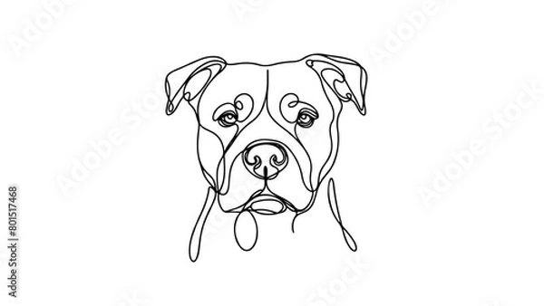 Fototapeta A continuous line drawing of a realistic pitbull head