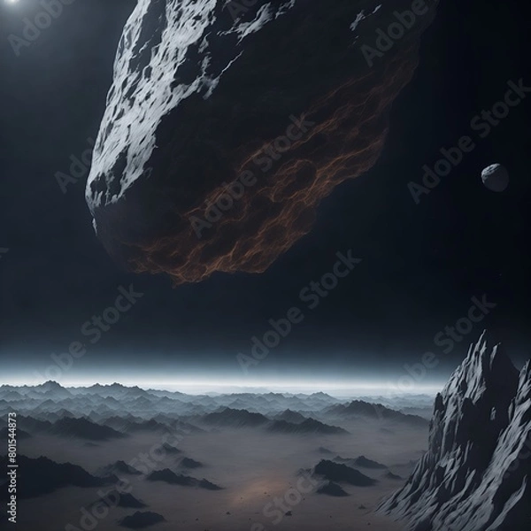 Fototapeta Big meteor crashing onto a planet