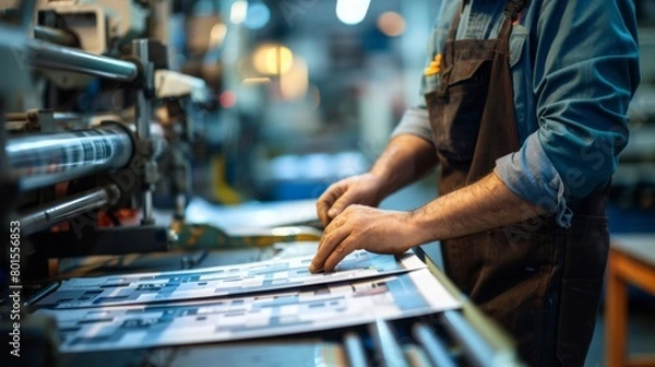 Obraz Man Working in Printing Press