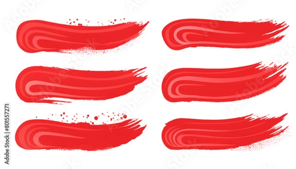 Fototapeta set of red paint traces, set of red paint patterns