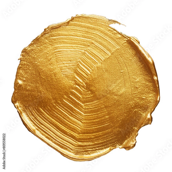 Fototapeta trace of gold paint on a transparent background, gold seal, gold paint