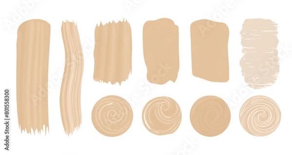Fototapeta set of beige paint traces,set of beige paint patterns