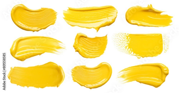 Fototapeta set of yellow paint traces,set of yellow paint patterns