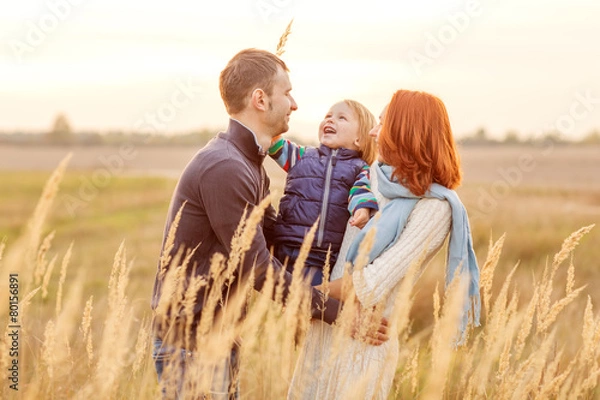 Obraz Young Attractive Parents and Child Portrait