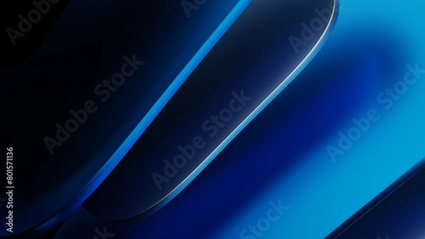 Fototapeta Abstract background pattern of blue geometric sheets and black light shadows.3D rendering.