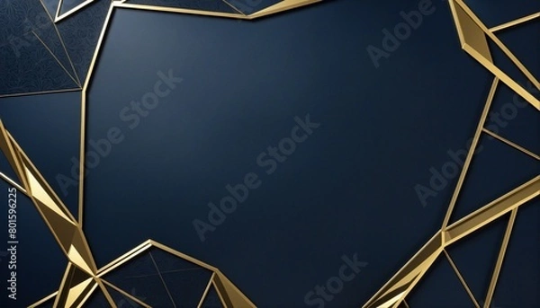 Fototapeta Sophisticated Invitation Design with Three-Dimensional Geometric Components in a Dark and Contemporary Navy Blue Color Scheme
