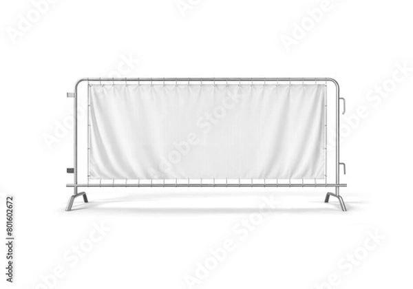 Obraz An image of a Crowd Barrier White Banner isolated on a white background