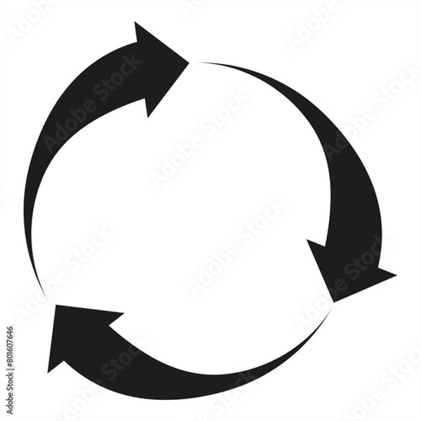 Fototapeta Bold black arrows forming a complete circular cycle - stock vector