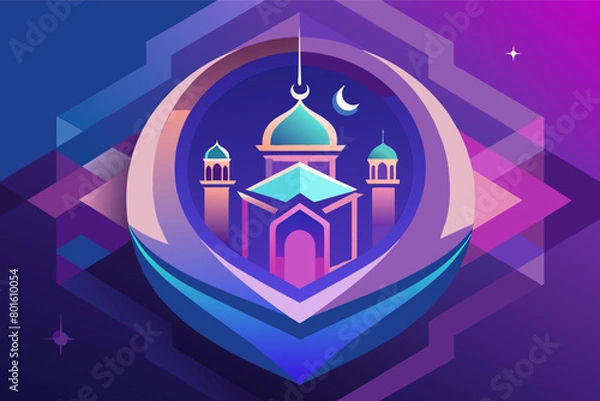 Fototapeta Geometric shapes overlaying a fluid background with precision