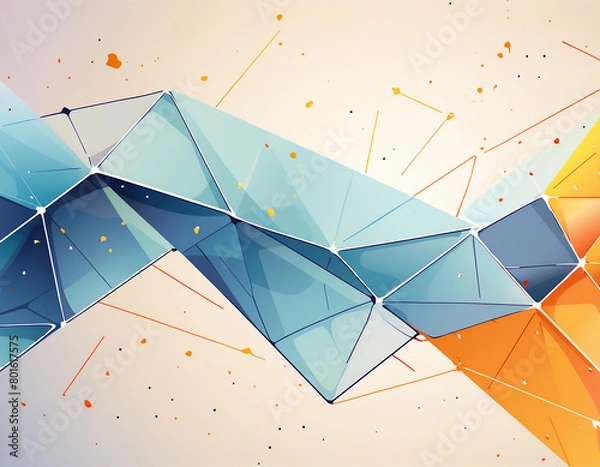 Obraz abstract geometric background with colorful blue orange triangles backdrop wallpaper with copy space