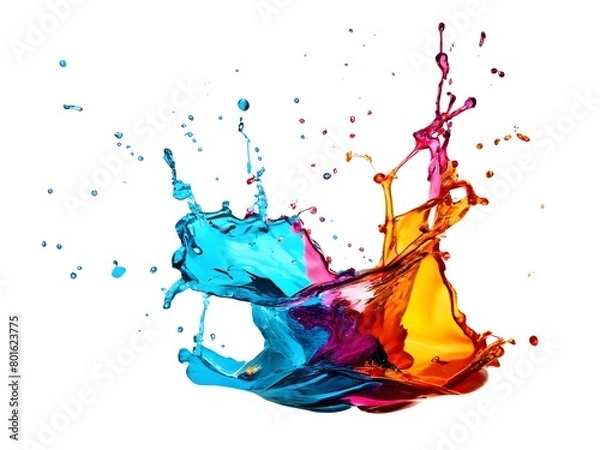 Fototapeta Abstract pattern with ink splashes. Splash of colorful paints.