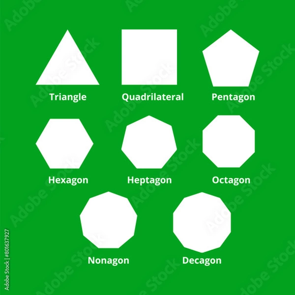 Obraz Polygon shapes types in math. Vector image.