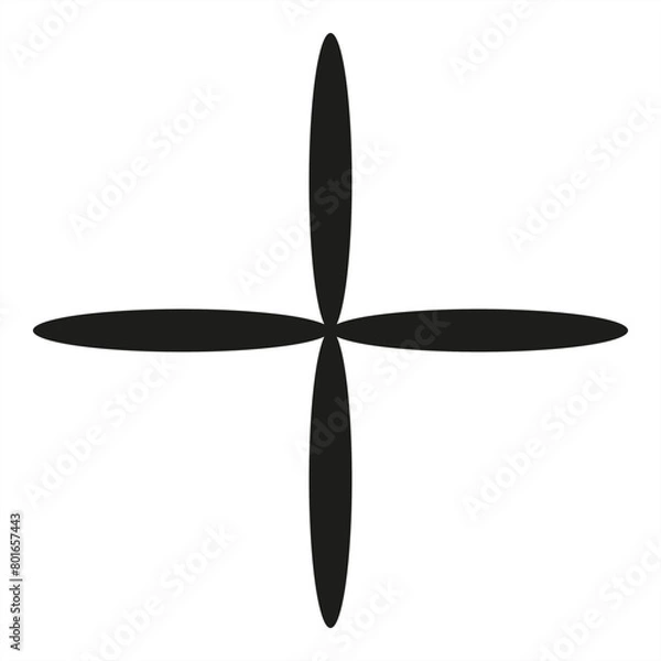 Obraz Black symmetrical cross shape for minimalist design elements - stock vector