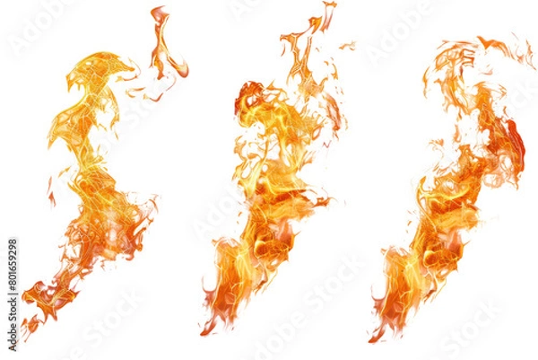 Fototapeta A cluster of red flames on a transparent background.