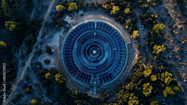 Obraz Spectacular Aerial View of a Circular Solar Power Panel