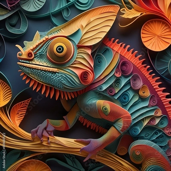 Obraz Paper Chameleon